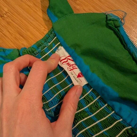 1950s True vintage Ruby of Miami green and blue party dress - Picture 12 of 13